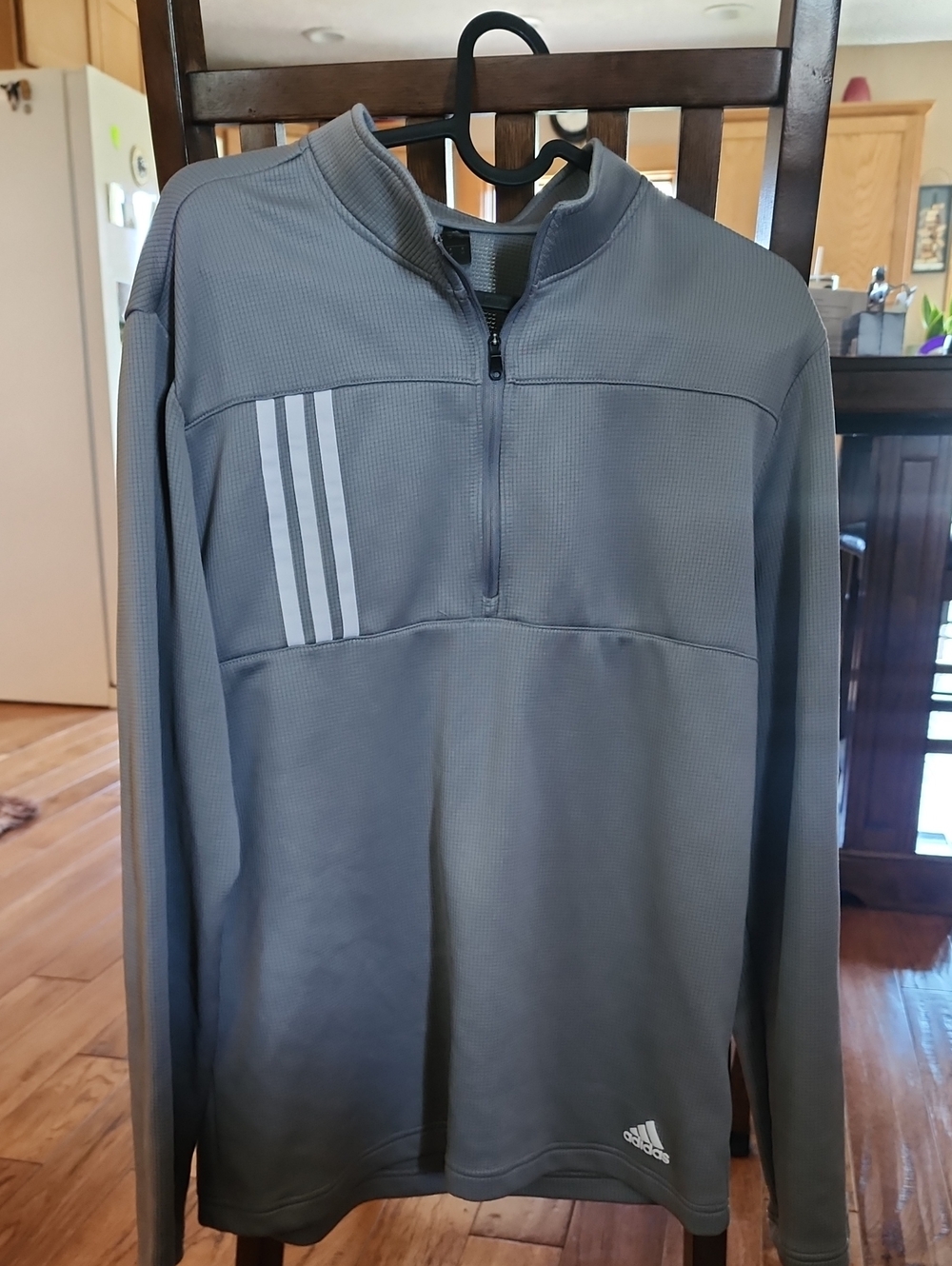 adidas Grey Long-Sleeve Quarter-Zip Performance Pullover